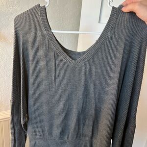 Auden Gray Ribbed Crew Neck Sweater